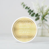 Faire-part de mariage circulaire Faux Gold Foil (Debout devant)