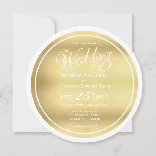 Faire-part de mariage circulaire Faux Gold Foil (Devant)