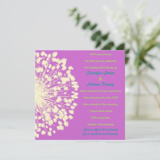 Faire-part de mariage circulaire Retro Daisy (Debout devant)