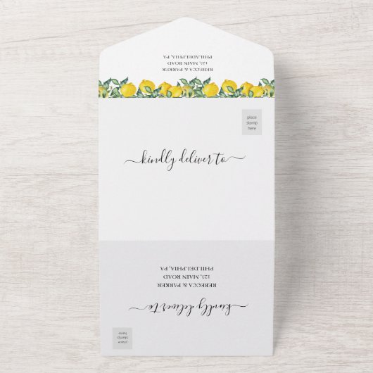 Faire-part de mariage Citrons Rustiques tout en un (Dehors)