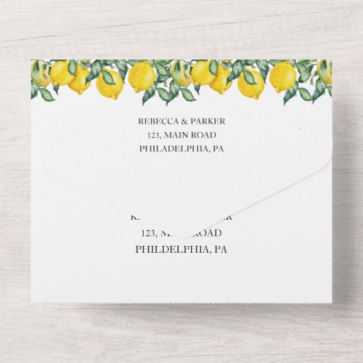 Faire-part de mariage Citrons Rustiques tout en un (Verso)