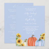 Faire-part de mariage citrouilles et tournesols (Devant / Derrière)