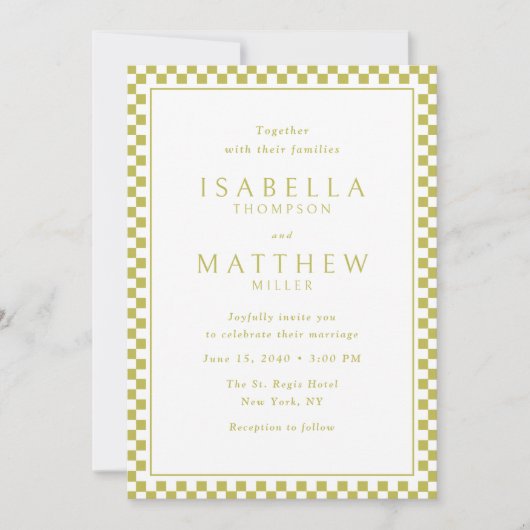 Faire-part de mariage Citrus Checker Frame (Devant)