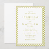 Faire-part de mariage Citrus Checker Frame (Devant / Derrière)