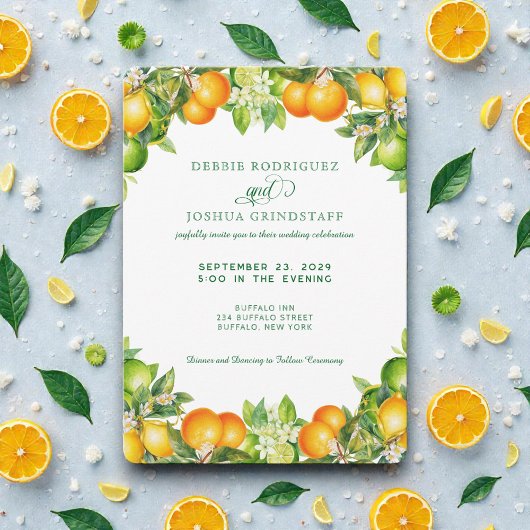 Faire-part de mariage Citrus Orange d'été