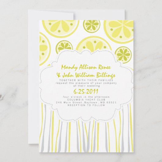 Faire-part de mariage Citrus Stripes (Devant)
