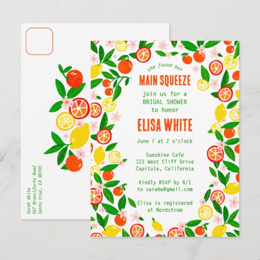 Faire-part de MARIAGE Citrus SUR MESURE pour une R (Devant / Derrière)