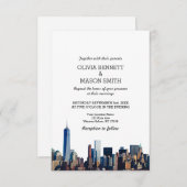 Faire-part de mariage Cityscape de New York (Devant / Derrière)