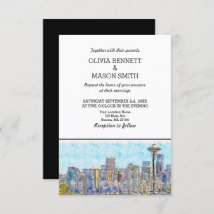 Faire-part de mariage Cityscape de Seattle Wa