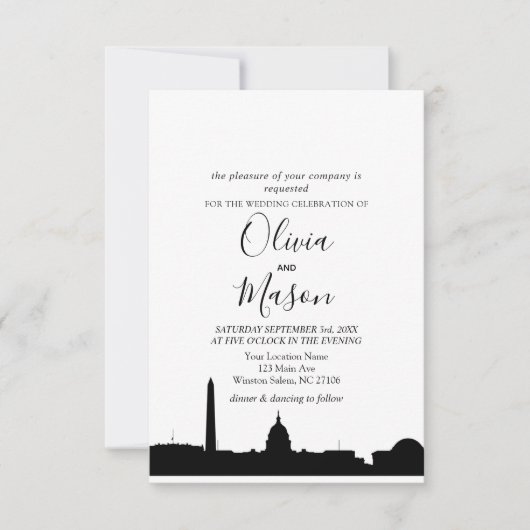 Faire-part de mariage Cityscape de Washington DC S (Devant)