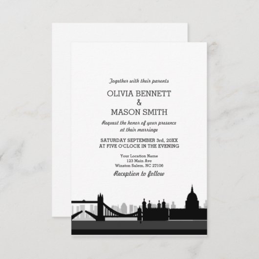 Faire-part de mariage Cityscape London Bridge (Devant / Derrière)