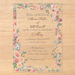 Faire-part de mariage clair en acrylique Jardin fl
