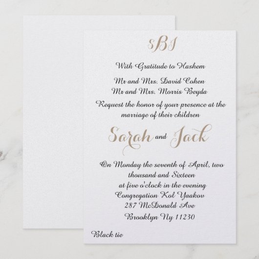 faire-part de mariage classique (Devant / Derrière)