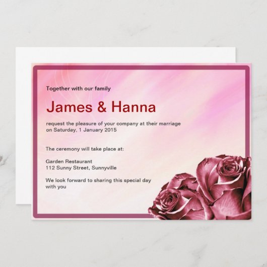 Faire-part de mariage classique (Devant / Derrière)