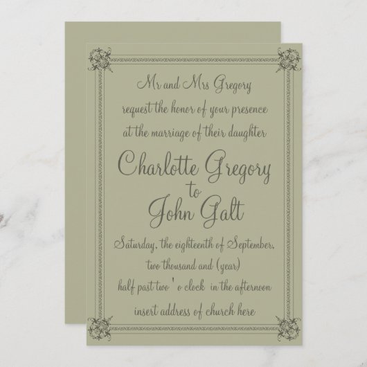 Faire-part de mariage classique (Devant / Derrière)