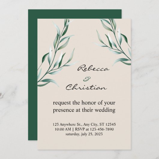 faire-part de mariage classique (Devant / Derrière)