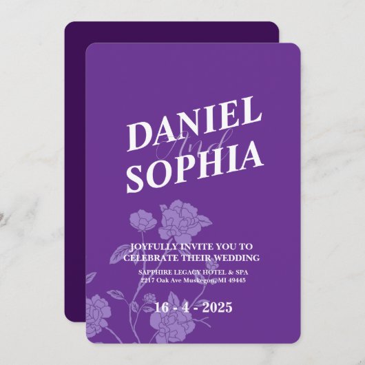 Faire-part de mariage classique (Devant / Derrière)