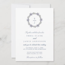 Faire-part de mariage classique à motif floral ble