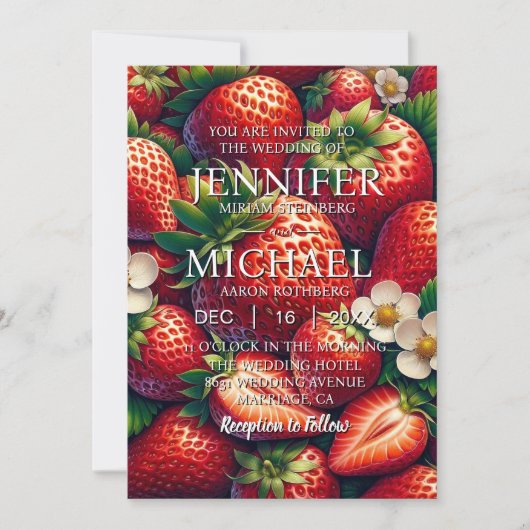 Faire-part de mariage Classique aux Fraises (Devant)
