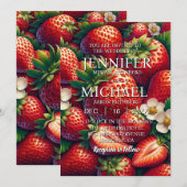 Faire-part de mariage Classique aux Fraises (Devant / Derrière)