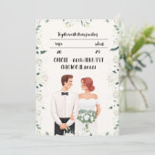 Faire-part de mariage classique avec belle fleur (Debout devant)