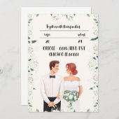 Faire-part de mariage classique avec belle fleur (Devant / Derrière)