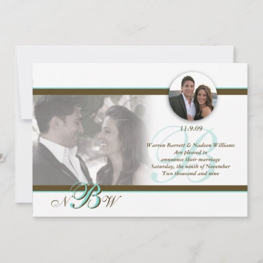 Faire-part de mariage classique avec monogramme 3 (Devant)