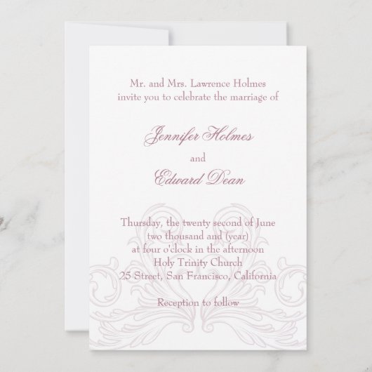 Faire-part de mariage classique baroque (Dos)