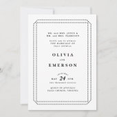 Faire-part de mariage classique blanc et noir, for (Devant)