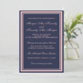 Faire-part de mariage classique bleu bleu bleu ble (Debout devant)