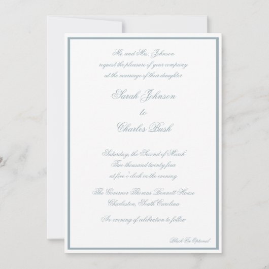 Faire-part de mariage classique - Bleu côtier (Devant)