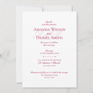 Faire-part de mariage classique bordeaux