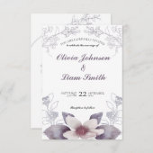 Faire-part de mariage classique de fleurs d'aquare (Devant / Derrière)