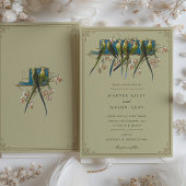 Faire-part de mariage classique de perroquet orné