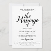 Faire-part de mariage classique de typographie noi (Devant)