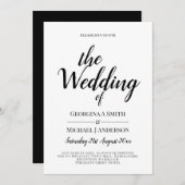 Faire-part de mariage classique de typographie noi (Devant / Derrière)