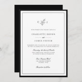 Faire-part de mariage classique élégant en feuille (Devant / Derrière)