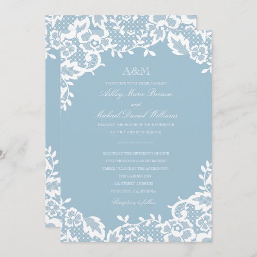 Faire-part de mariage classique en dentelle (Devant / Derrière)