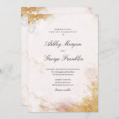 Faire-part de mariage classique en marbre de luxe (Devant / Derrière)