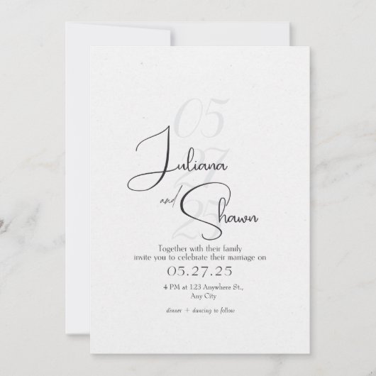 Faire-part de mariage classique et moderne (Devant)