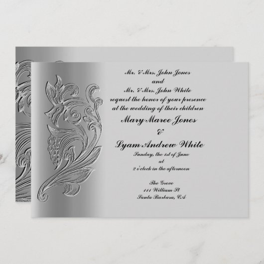 Faire-part de mariage classique intégrée (Devant / Derrière)