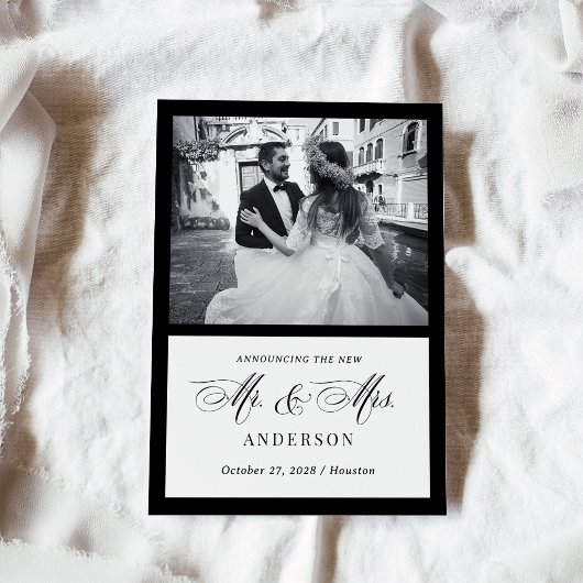 Faire-part de mariage Classique Luxe Noir et Blanc
