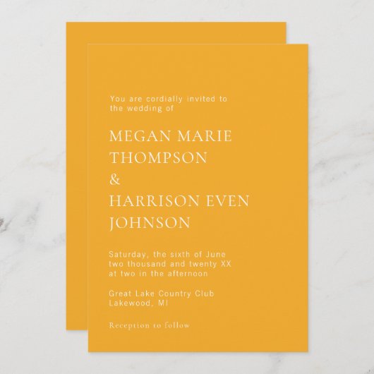 Faire-part de mariage classique minimaliste (Devant / Derrière)