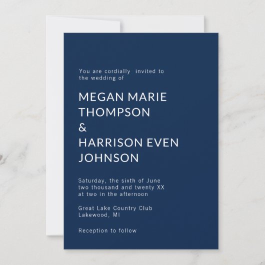 Faire-part de mariage classique minimaliste (Devant)