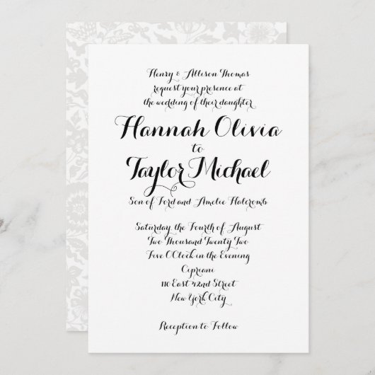 Faire-part de mariage *Classique moderne* (Devant / Derrière)