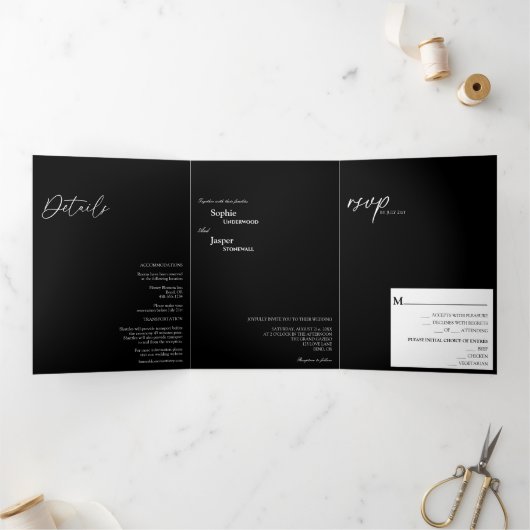 Faire-part de mariage classique moderne à trois vo (Intérieur)