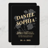 Faire-part de mariage classique noir (Devant / Derrière)