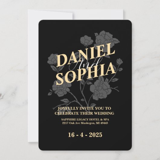Faire-part de mariage classique noir (Devant)