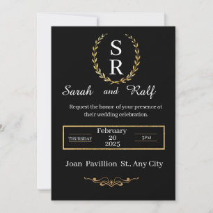 faire-part de mariage classique noir et blanc