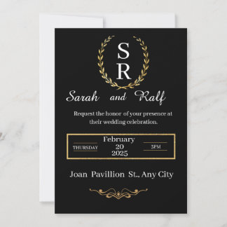 faire-part de mariage classique noir et blanc